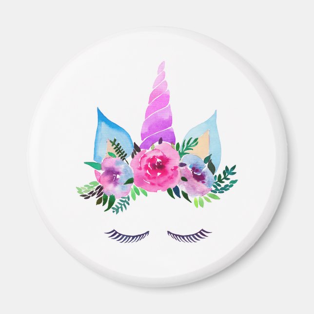 Cute Magical Unicorn Face Magnet (Front)