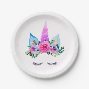Cute Magical Unicorn Face Paper Plates