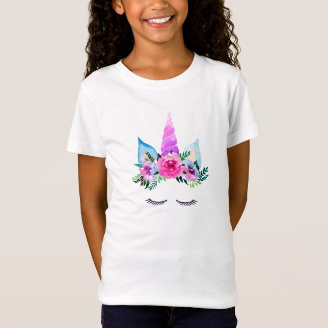 Cute Magical Unicorn Face T-Shirt (Front)