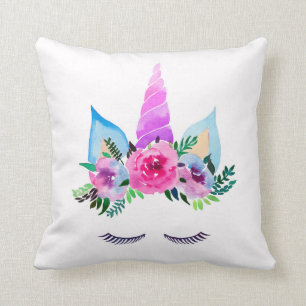 Cute Magical Unicorn Face Throw Pillow