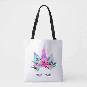 Cute Magical Unicorn Face Tote Bag
