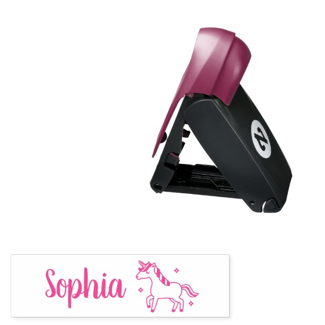 Cute Magical Unicorn Girls Name Pocket Stamp (Open with Design)
