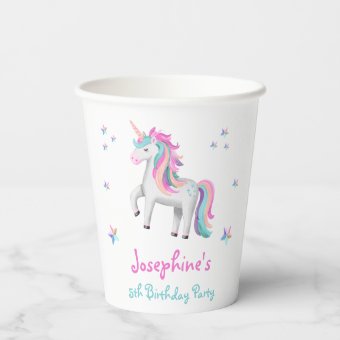 Cute Magical Unicorn Kids' Birthday Paper Cups | Zazzle