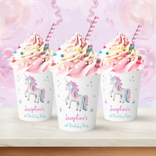 Cute Magical Unicorn Kids Birthday Paper Cups