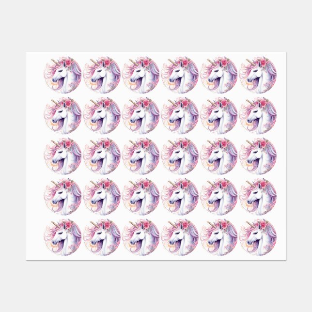 Cute Magical Unicorn Labels (Sheet)