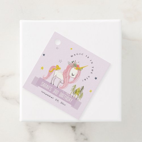 Cute Magical Unicorn Lilac Purple Kids Birthday Favor Tags