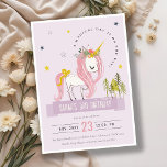Cute Magical Unicorn Lilac Purple Kids Birthday Invitation<br><div class="desc">Cute Magical Unicorn Kids THEME Collection.- it's an Elegant Simple Minimal sketchy Illustration of cute pink yellow unicorn,  perfect for your little ones magical birthday party. It’s very easy to customize,  with your personal details. If you need any other matching product or customization,  kindly message via Zazzle.</div>