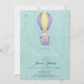 Cute Magical Unicorn on ballon Baby Shower Invitation (Front)