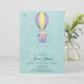 Cute Magical Unicorn on ballon Baby Shower Invitation (Standing Front)