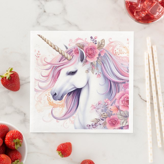 Cute Magical Unicorn Paper Dinner Napkins (Insitu)