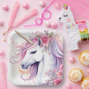 Cute Magical Unicorn Paper Plates