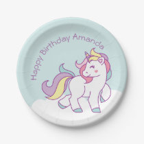 Cute Magical Unicorn Pastel Baby Shower BIRTHDAY Paper Plates