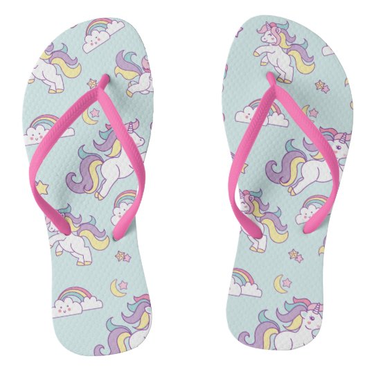 Cute Magical Unicorn Pastel color Flip Flops | Zazzle.com
