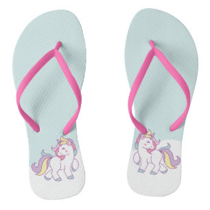 Cute Magical Unicorn Pastel color Flip Flops
