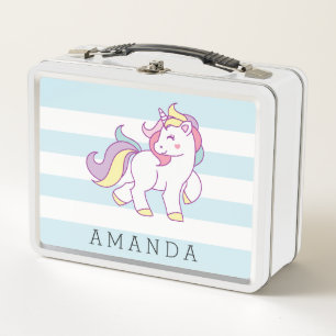 Cute Magical Unicorn Pastel color GIRLY Metal Lunch Box