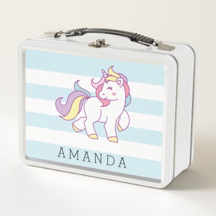 Cute Magical Unicorn Pastel color GIRLY Metal Lunch Box