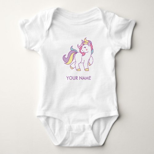 Cute Magical Unicorn Pastel color Personalized Baby Bodysuit