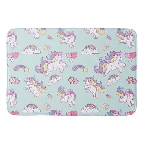 Cute Magical Unicorn Pastel color Personalized Bathroom Mat