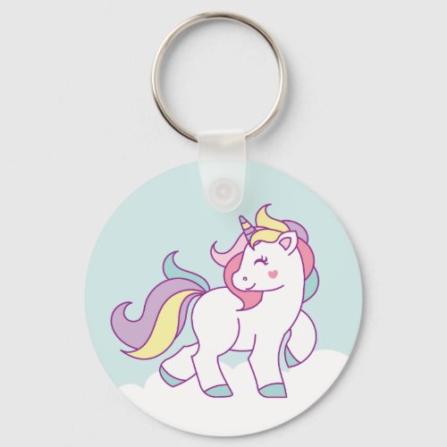 Cute Magical Unicorn Pastel color Personalized Keychain