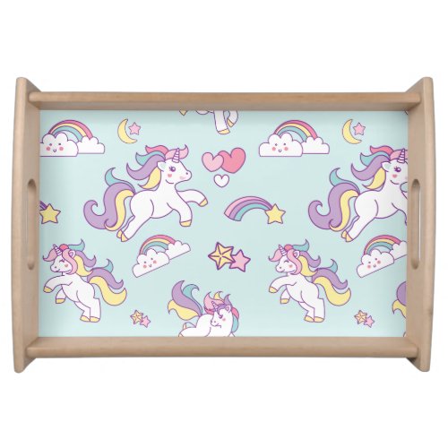 Cute Magical Unicorn Pastel color Personalized Serving Tray