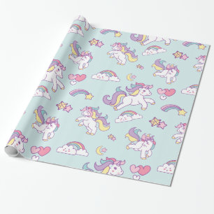 Cute Magical Unicorn Pastel color Personalized Wrapping Paper
