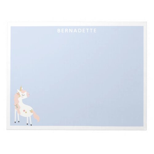 Cute Magical Unicorn Pastel Pink Purple Gold Name Notepad