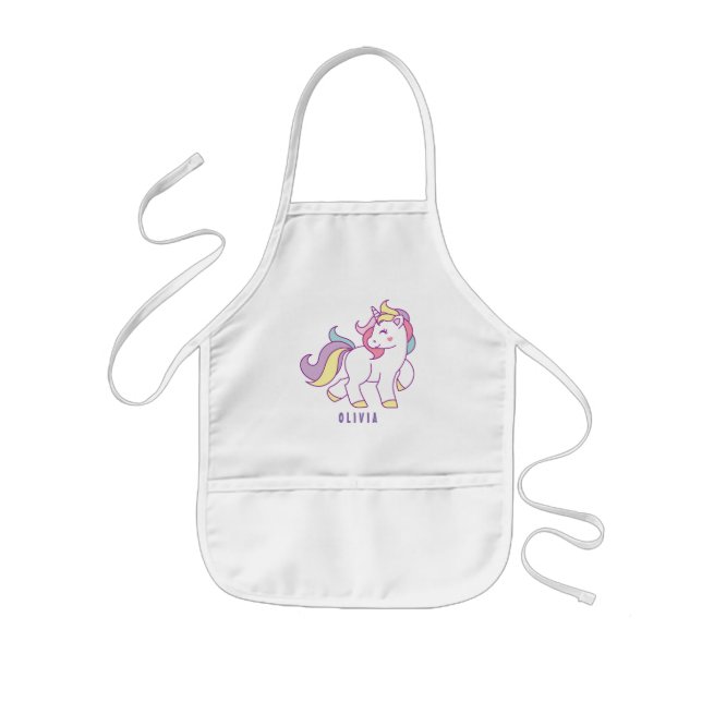 Cute Magical Unicorn Personalized Kids' Apron (Front)