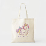 Cute Magical Unicorn Personalized Name Tote Bag at Zazzle
