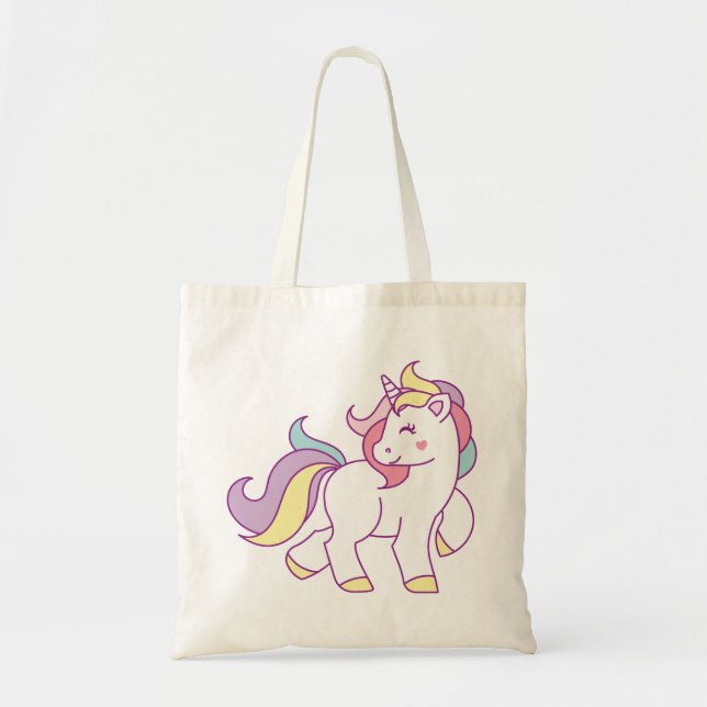 Cute Magical Unicorn Personalized Tote Bag (Front)