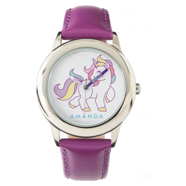 Cute Magical Unicorn Personalized Watch (Front)
