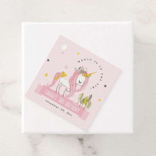 Cute Magical Unicorn Pink Blush Kids Birthday Favor Tags