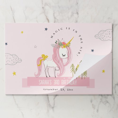 Cute Magical Unicorn Pink Kids Birthday Placemat