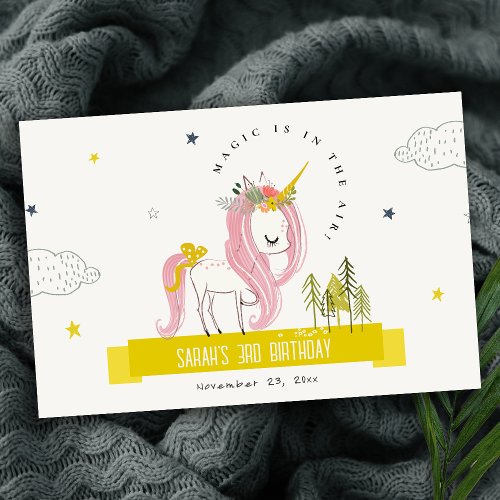 Cute Magical Unicorn Pink Kids Birthday Placemat