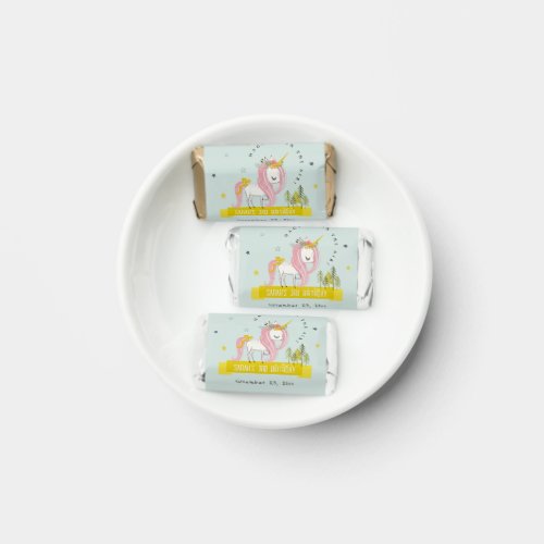 Cute Magical Unicorn Pink Yellow Kids Birthday Hersheys Miniatures