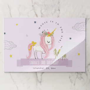 Cute Magical Unicorn Purple Kids Birthday Placemat