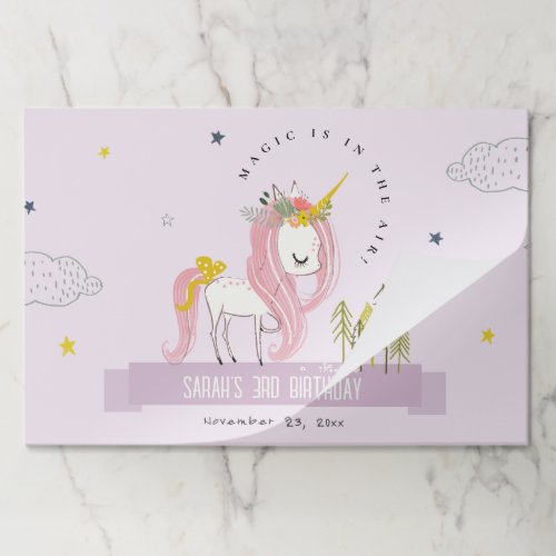 Cute Magical Unicorn Purple Kids Birthday Placemat