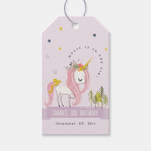 Cute Magical Unicorn Purple Lilac Kids Birthday Gift Tags