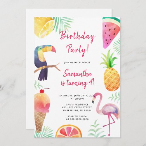 Cute Magical Unicorn Rainbow Birthday Invitation