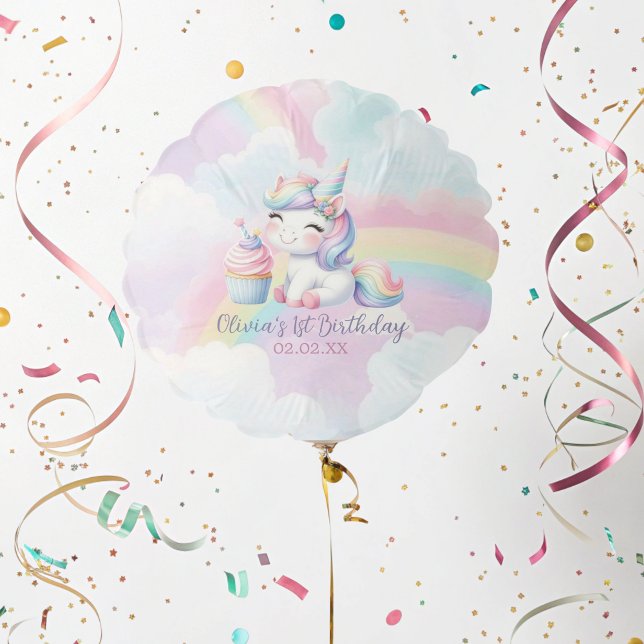 Cute Magical Unicorn Rainbow Birthday Party  Balloon (Creator Uploaded)