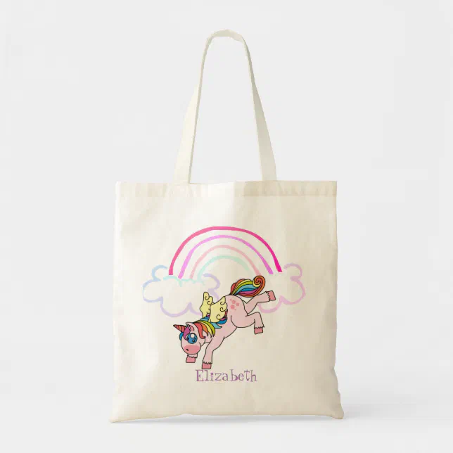 Cute Magical Unicorn, Rainbow Tote Bag | Zazzle