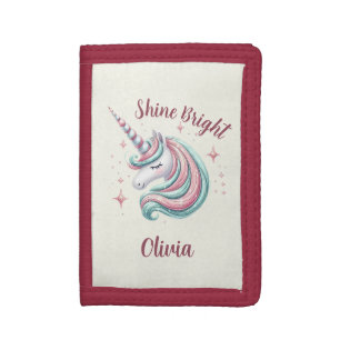 Cute Magical Unicorn Shine Bright Tri-fold Wallet