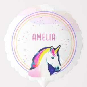 Cute Magical Unicorn Stars Girl Name Birthday  Balloon