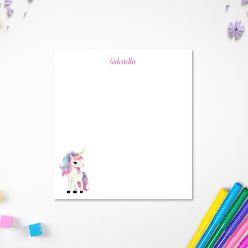 Cute Magical Unicorn Whimsical Personalized Name Notepad