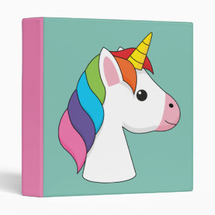 Cute Magical Unicorn with Colorful Hair 3 Ring Binder