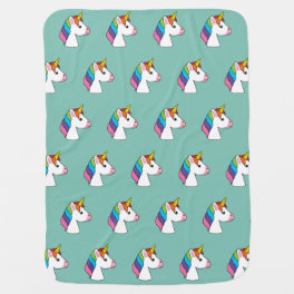 Cute Magical Unicorn with Colorful Hair Baby Blanket