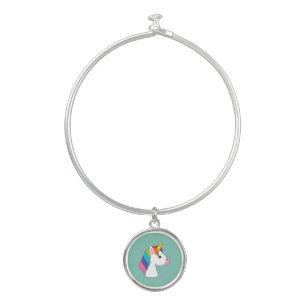 Cute Magical Unicorn with Colorful Hair Bangle Bracelet