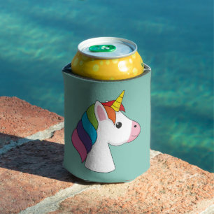 Cute Magical Unicorn with Colorful Hair Can Cooler