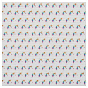 Cute Magical Unicorn with Colorful Hair Fabric