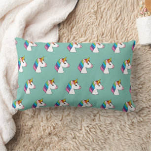 Cute Magical Unicorn with Colorful Hair Lumbar Pillow