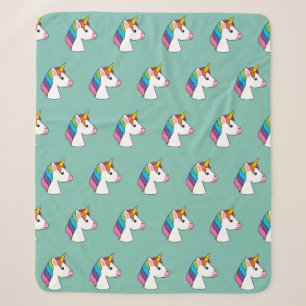 Cute Magical Unicorn with Colorful Hair Sherpa Blanket